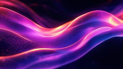 Dynamic Abstract Composition with Neon Purple and Pink Ribbons in a Dark Background