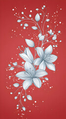 Obraz premium Elegant Floral Illustration Red Background