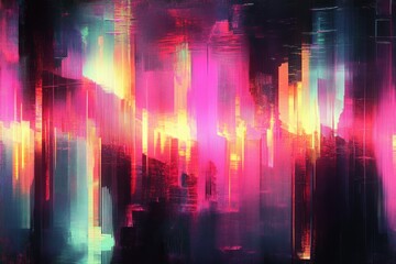 Fototapeta premium Vibrant Abstract Glitch Art Background with Neon Colors and Dynamic Patterns