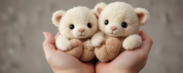 Soft focus adorable infant hands holding tiny stuffed animal, baby,  stuffed animal