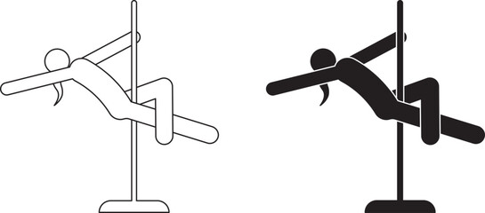 outline silhouette Pole dancer icon set