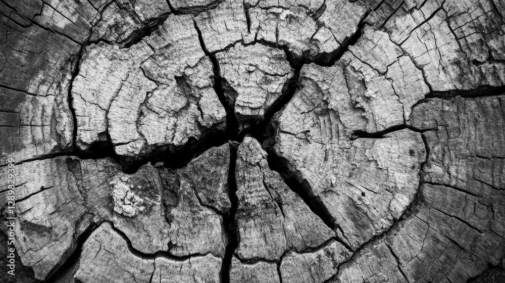 Poster a close-up of a wooden trunk with a rough bark texture, capturing the raw and earthy surface details