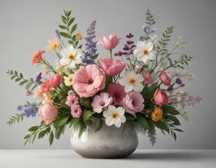 Obraz premium Spring Floral Arrangement with Botanical Illustrations, plants, spring flowers