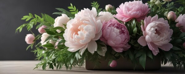 Stunning floral arrangement with peonies and greenery ,  eucalyptus,  floral arrangement