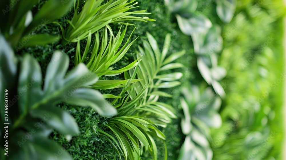 Poster a collection of artificial greenery, including plants and grass panels, offering a wide selection fo