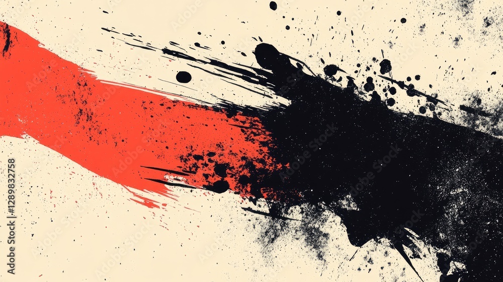 Poster a contemporary text effect design featuring grunge ink splatters and bold typography, creating an ed