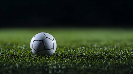 Obraz premium White Soccer Ball on Green Grass at Night
