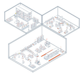 Smart Warehouse Technology and Industry 4.0. Utilizing AGVs and AMRs for efficient automated material handling, logistics, and transportation operations in modern warehouse automation systems.