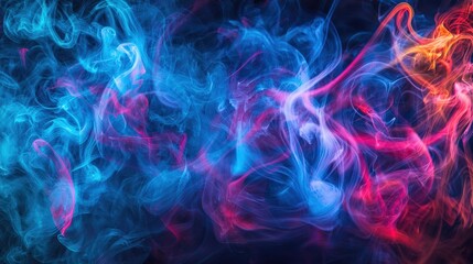 Fototapeta premium Colorful abstract smoke in vibrant shades of blue and pink.