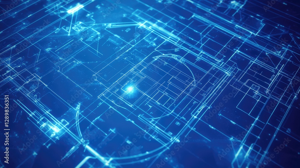 Poster a digital mockup of a blueprint background with overlay lines, perfect for construction or design pr
