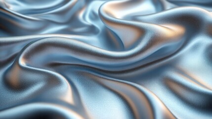 Obraz premium Close-up of flowing silver satin fabric abstract background silky smooth texture and elegance