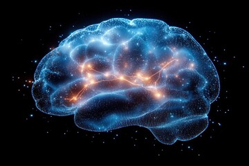 Obraz premium 3D Rendering of Human Brain Anatomy with Nervous System and Optical Nerves in Surreal Scientific Illustration Style