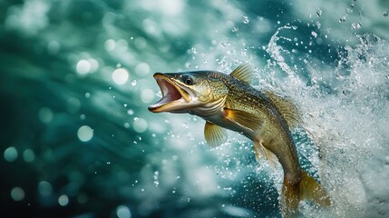 Fish leaping from water, vibrant aquatic scene