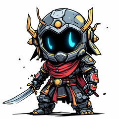 Chibi Samurai Robot Character