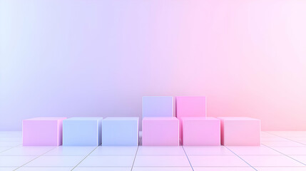 Pastel Pink and Blue Cubes on White Background