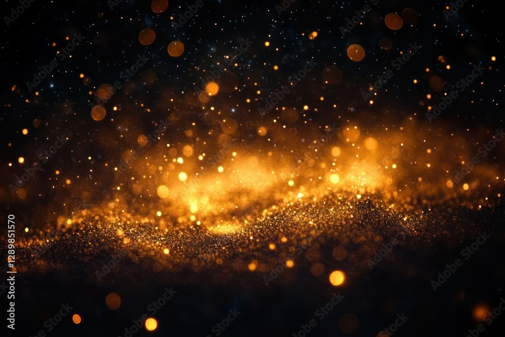 Poster Golden Bokeh Light Patterns Abstract Background Soft Glow Shimmer Radiant Orbs Dark Atmosphere