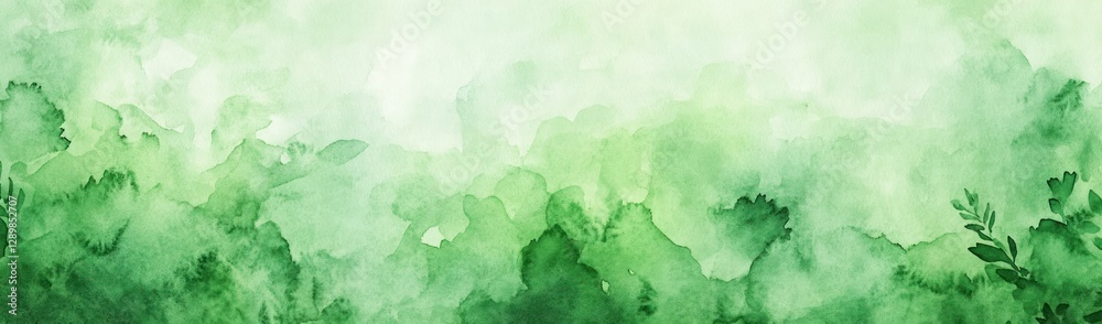 Poster fresh abstract watercolor background in shades of green with texture and blotches for graphic design
