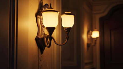 A Classic Two Lamp Wall Sconce Provides Ambient Lighting