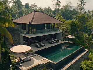 Luxury Tropical Villa with a Swimming Pool Surrounded by Lush Greenery