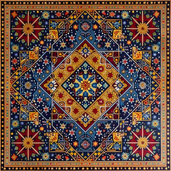 Vibrant Geometric Symmetry: Interlocking Diamond and Star Patterns for Endless Decorative Appeal