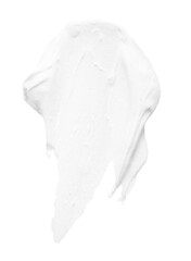 Cream isolated on white, top view. Sample of cosmetic product