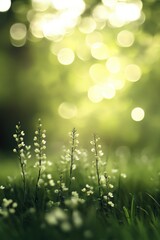 Green fresh grass lawn in Spring.