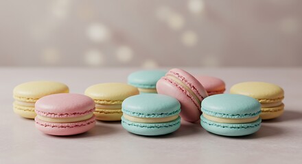 Obraz premium Pastel Macarons Delight: A Sweet Treat Photography
