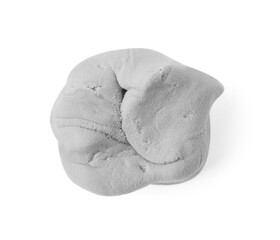 Grey play dough isolated on white, top view