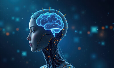 AI Woman, Futuristic Brain, Cyborg, Technology - AI & Machine Learning