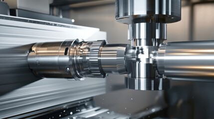 Machining process with metal stock and precision equipment involved