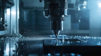 Modern Industrial Machine Performing Precise Cutting Operations In Factory