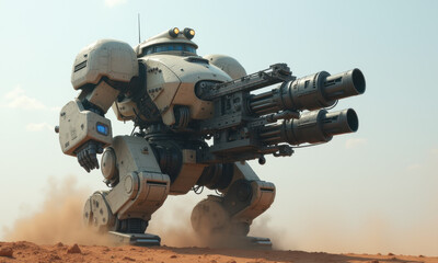 Armored Mech Robot, Desert Warfare, Sci-Fi - Futuristic Technology