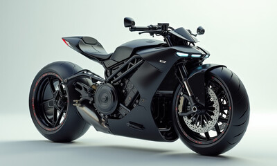 Black Futuristic Motorcycle 3D Render - Futuristic design