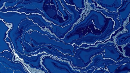 Abstract Blue Marble Texture with Swirling Patterns and Glimmering Accents
