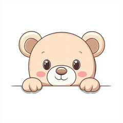 Obraz premium Adorable Cartoon Bear Illustration: Kawaii Teddy Bear Vector Art with Playful Expression in Pastel Colors for Nursery Decor