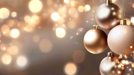 Fototapeta premium Festive celebration with shimmering gold and silver ornaments holiday vibes decorative elements soft focus background cozy atmosphere christmas spirit
