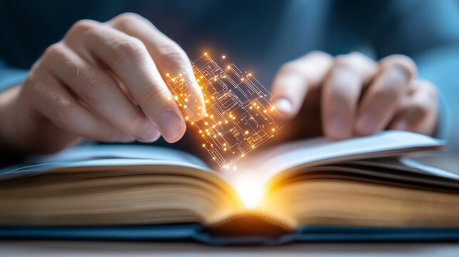 Innovative learning techniques digital workspace creative content modern environment close-up knowledge enhancement