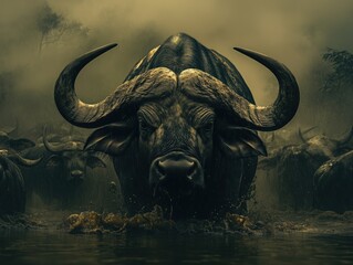 Buffalo in the water