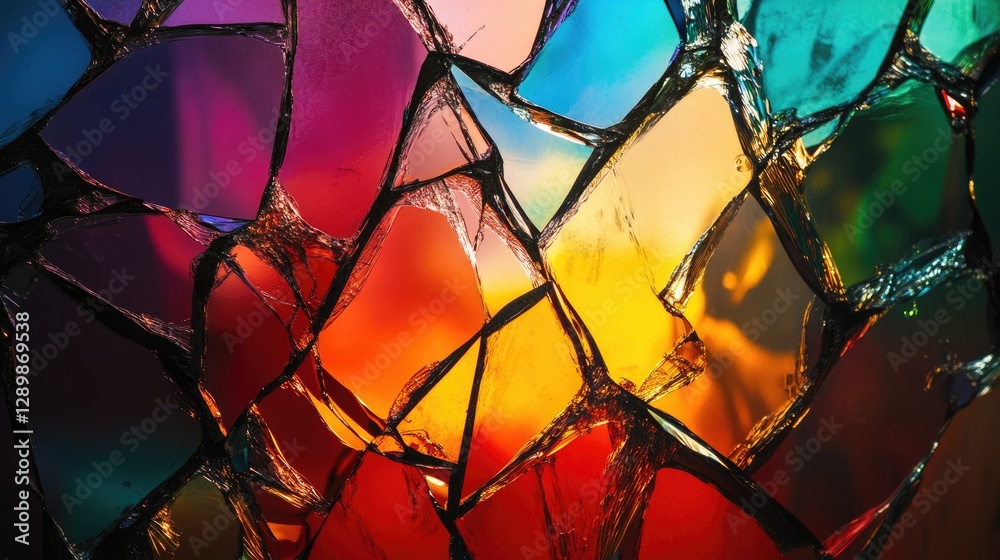 Poster the reflections of a fractured identity are revealed in a cracked mirror, with vibrant colors bleedi