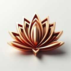a 3d Geometric metallic gold red lotus icon Illustration on a  white background