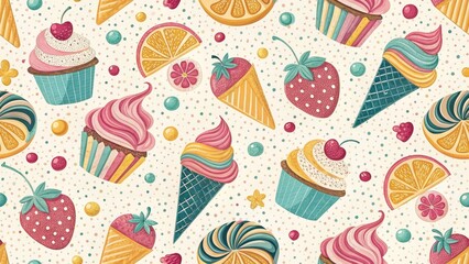 Abstract Candy Art: Dotted Background Confectionery Illustrations - Rule of Thirds Composition