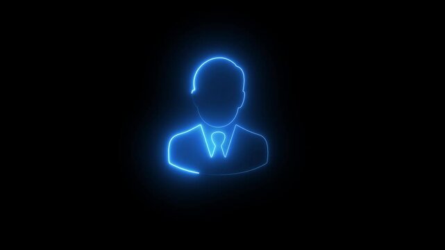 glowing neon Business man avatar profile . A business man icon animated on a white background. business man.