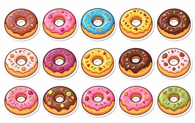 Obraz premium Donut stickers, bread, food background image