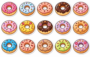 Obraz premium Donut stickers, bread, food background image