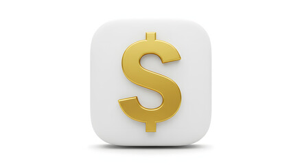Obraz premium Golden Dollar Sign on White Square Icon Isolated - Finance Concept
