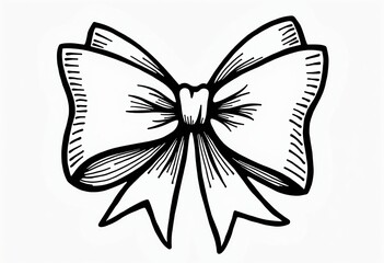 Fototapeta premium Kids' Bow Coloring Page Vector: Minimalist Line Art for Children's Books – Clean, Thick Outlines, Isolated, Easy to Color
