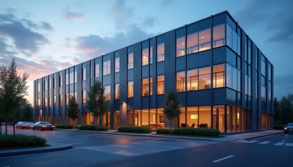 Modern commercial building in night