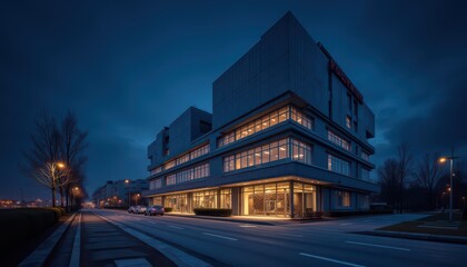 Fototapeta premium Modern commercial building in night
