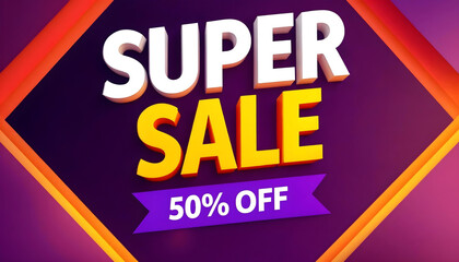 Obraz premium 3d text super sale discount 50 percent background