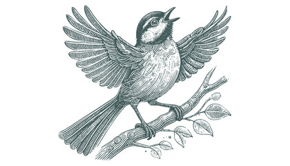 Bird Engraving: A Vector Illustration